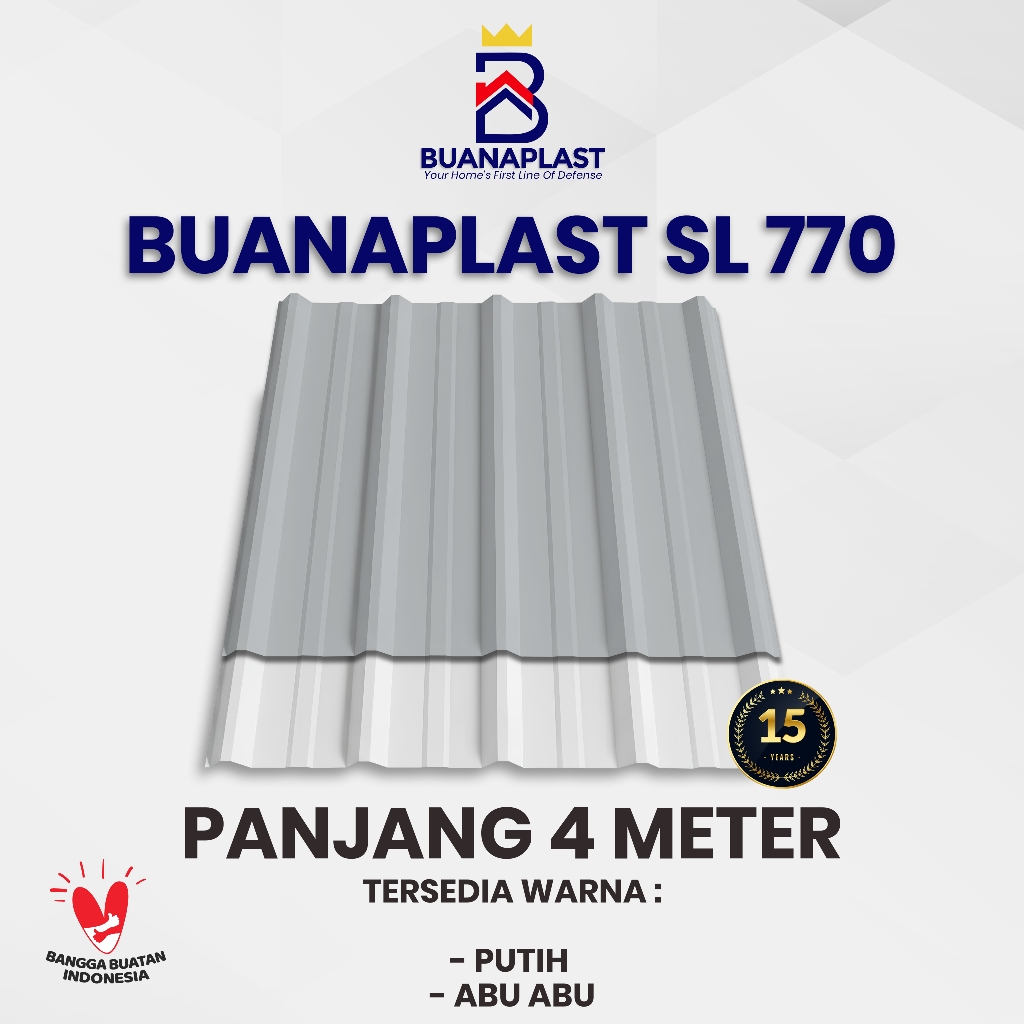 ( PANJANG 4 METER ) Atap SPANDEK Single Layer Buanaplast SL770 Anti Panas, Anti Bocor, Ringan & Taha