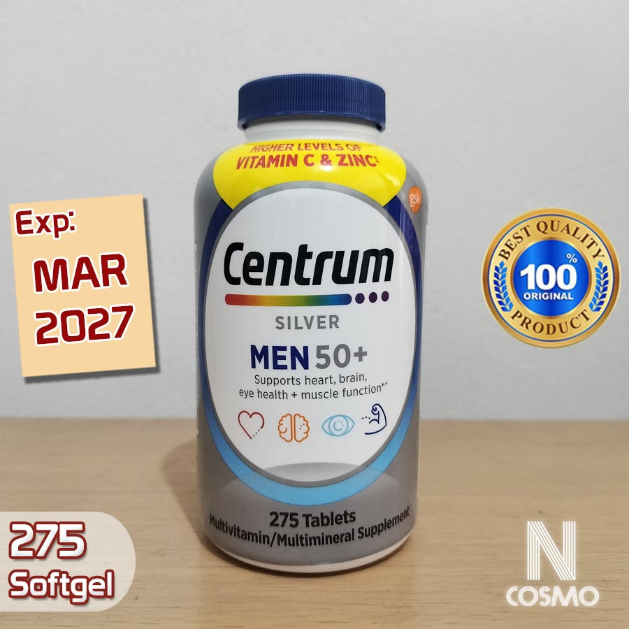 Centrum Silver Men 50+ 275 Tablets Multivitamin Pria Lansia Jantung Mata Otot Sehat