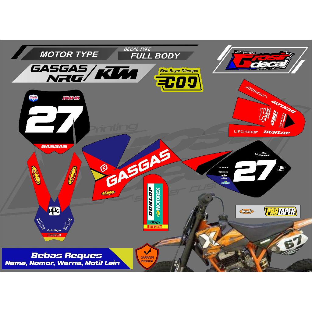 Sticker Striping Mini Trail NRG 50cc Gazgas 50cc KTM 50cc TRX 50cc Full Body Free Custom