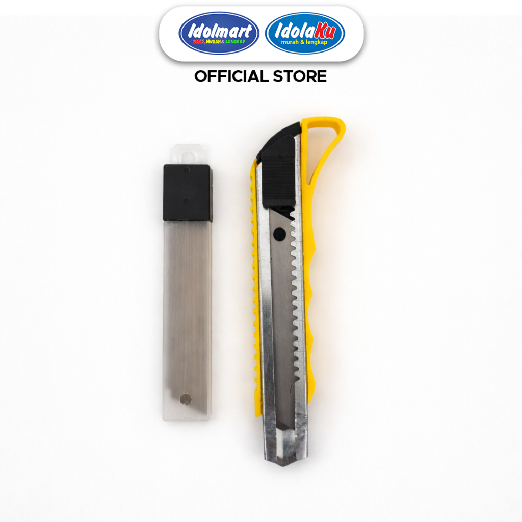 IDOLMART Cutter DW-54 Pisau Cutter Besar Heavy Duty + Isi Mata Pisau Cutter Tajam Serbaguna Alat Pot