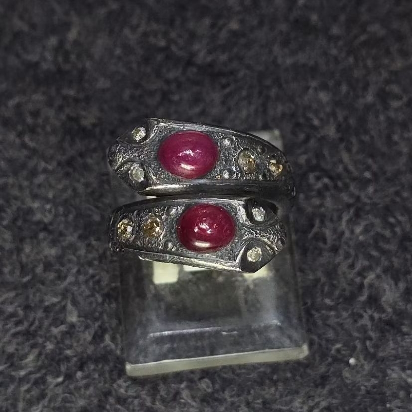 cincin ulan ulan temanten perak berlian antik kuno kepala 2 cap pbx
