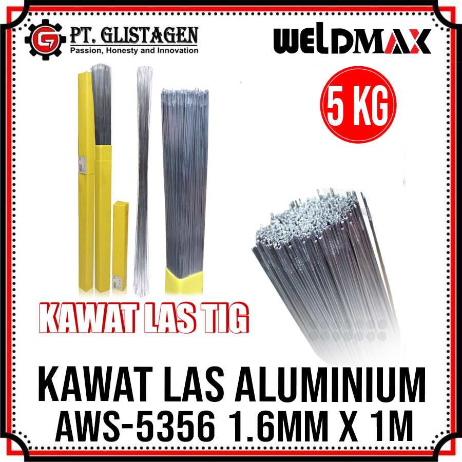 Weldmax Kawat Las TIG Aluminium AWS-5356 1.6MM X 1 Meter 5KG Elektroda Aluminium 1.6MM 5kg