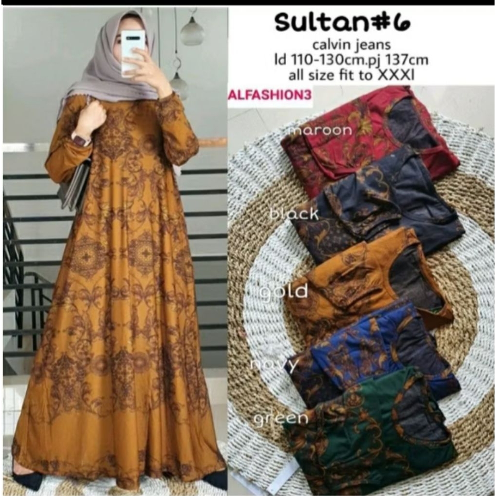Gamis Monalisa Motif Sultan Dress//Monalisa Cotton Rayon//Mewah Maxy