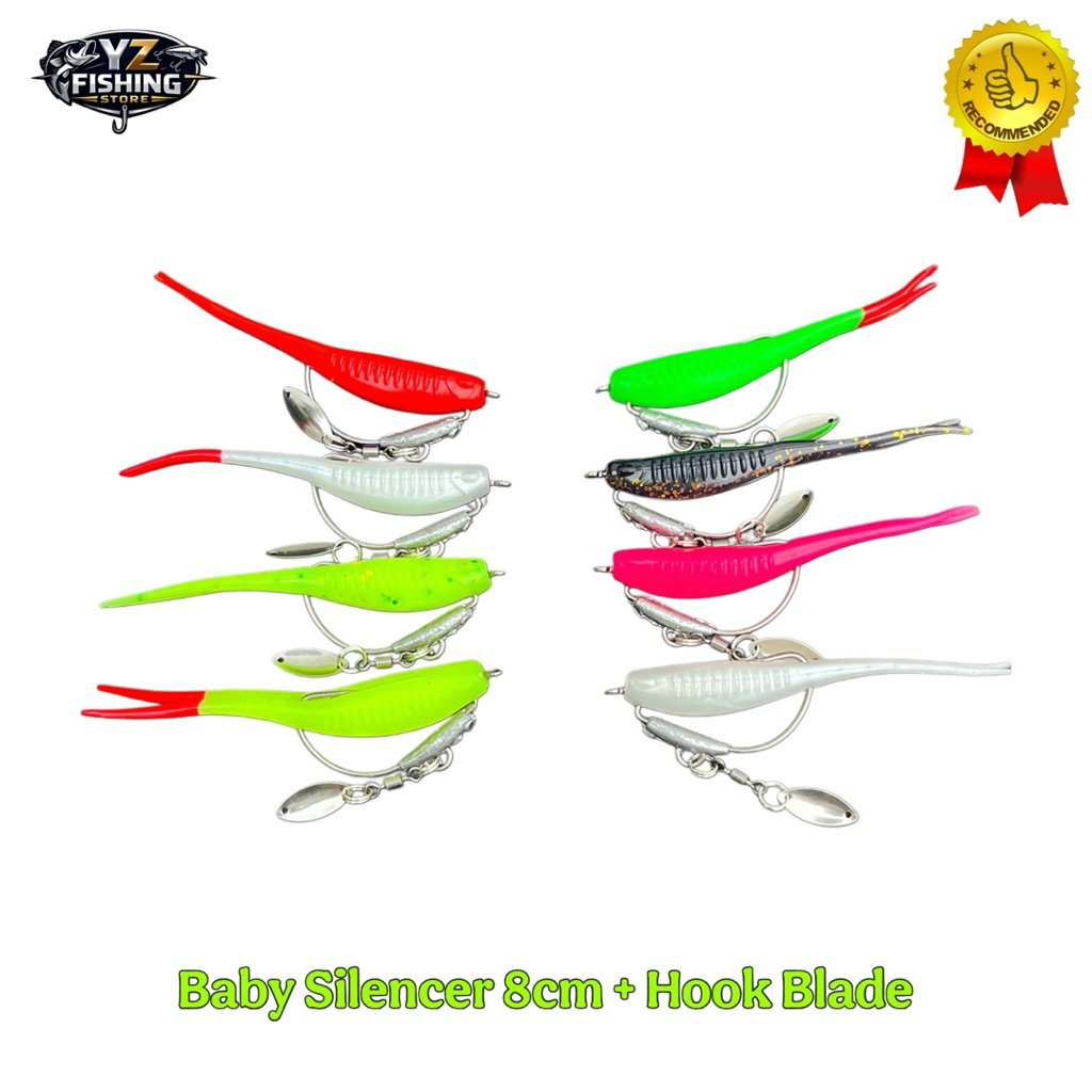 1Pcs Super Baby Silencer 8cm + Hook Blade Umpan casting Gabus / Umpan Casting Toman