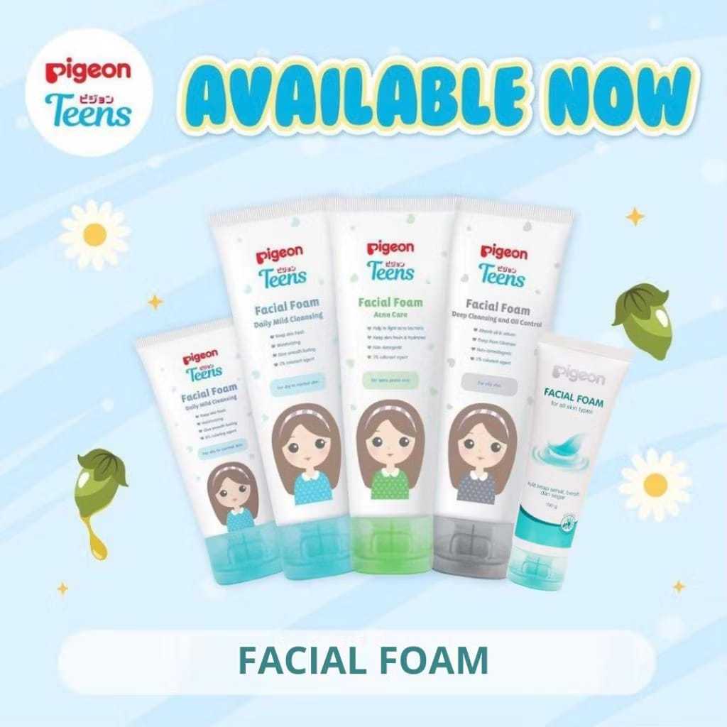 Pembersih Wajah Remaja Pigeon Facial Foam 40ml-100ml - Lembut, Menjaga Kelembaban, Formula Ringan