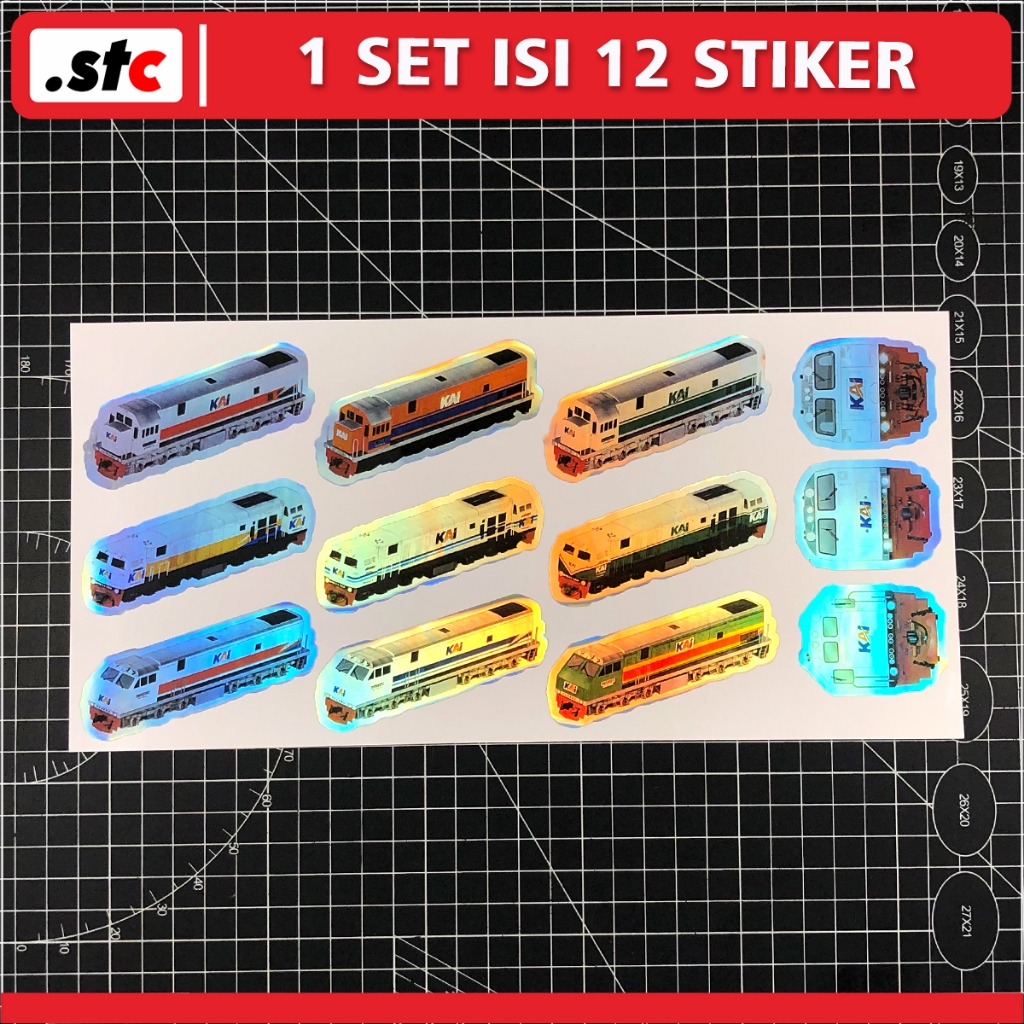 ( isi 12 ) Sticker Hologram Lokomotif Indonesia All Livery KAI | Stiker Fans Kereta