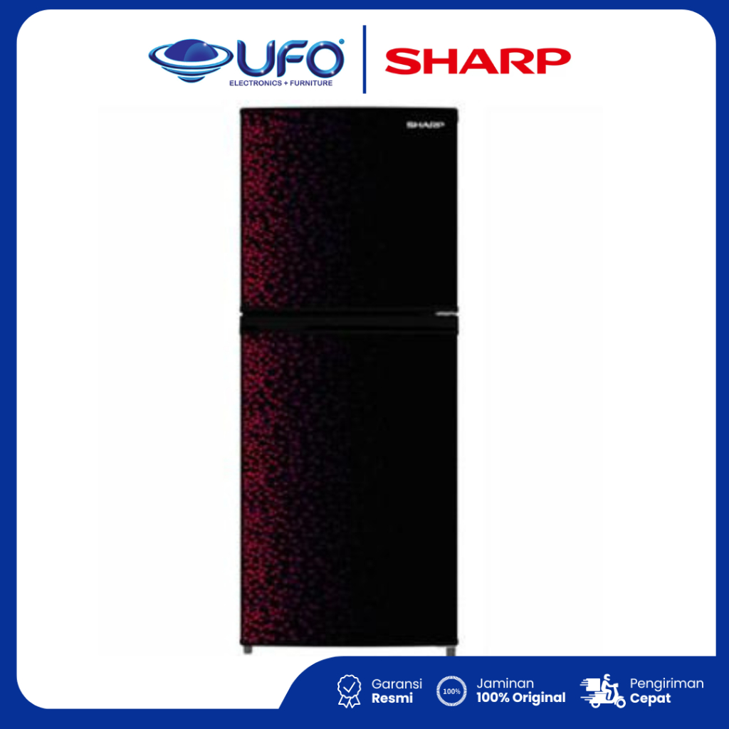 SHARP Kulkas SJ316MGGR / SJ316MGGB 2 Pintu 237L Geometric 2 Door Design Fan Cooling System