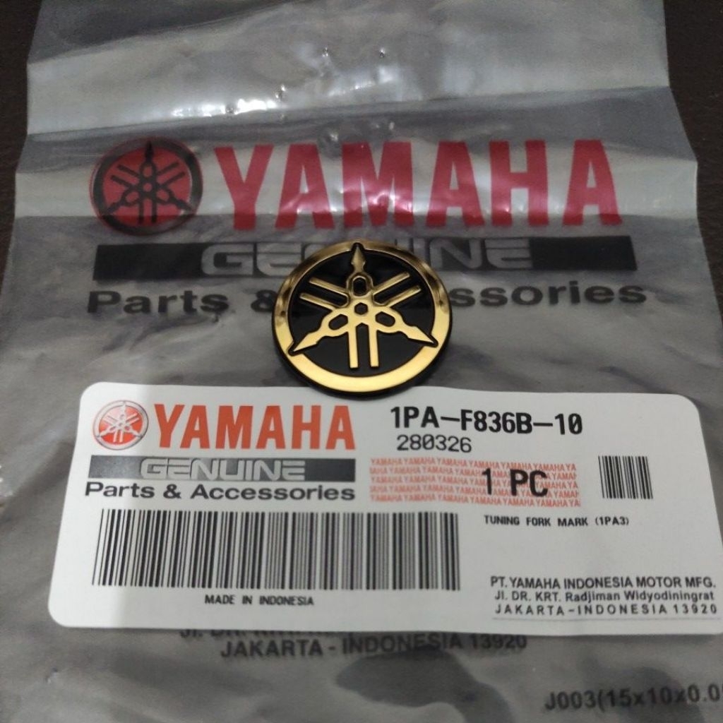 Emblem Logo Stiker Garpu Tala 3D Gold 2,5 CM Original Yamaha 1PA-F836B-10