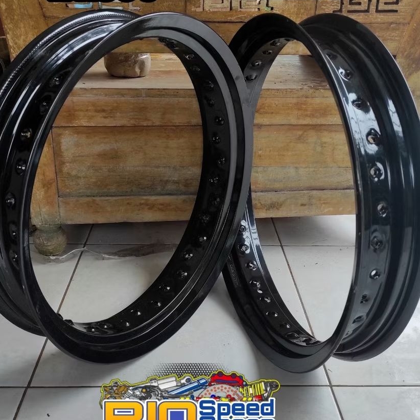 Velg Rossi Ring 17 Tapak Lebar 250-300 Warna Hitam Black-Gloss Sepasang 2pcs