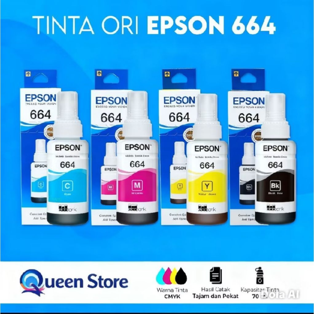1Set TINTA EPSON 664 PREMIUM FOR PRINTER L110 L20 L130 L360 L385