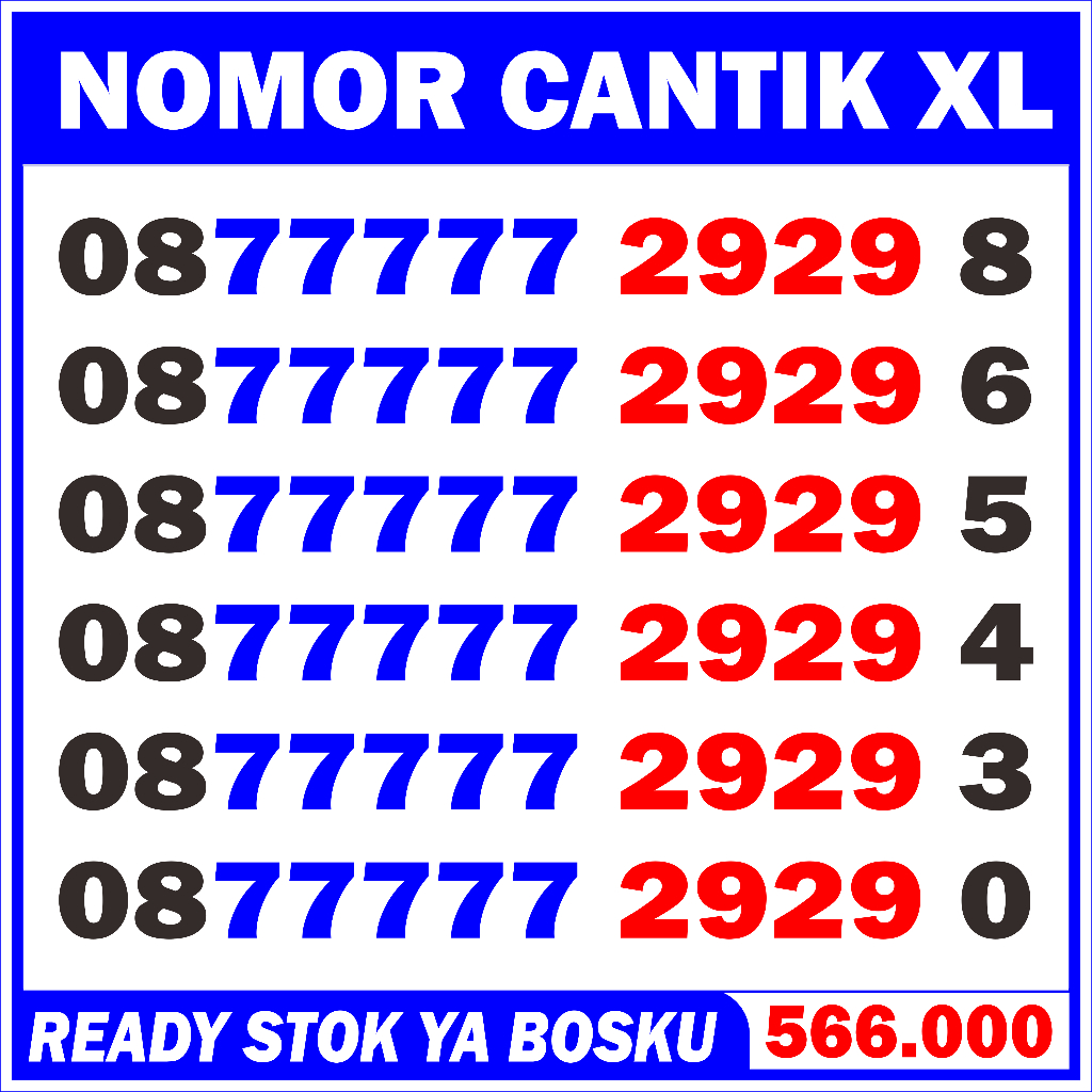 Nomor Cantik XL 77777 XL 2929 Kartu Perdana Nomer Cantik XL 4g 5g 77777 2929