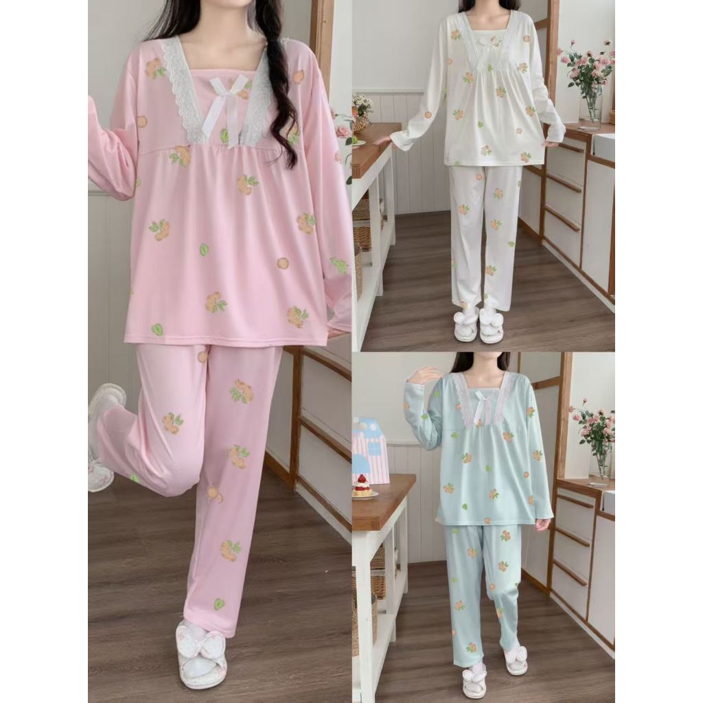 Piyama Baju Tidur Wanita Dewasa Korea Lucu Lengan Pendek Panjang