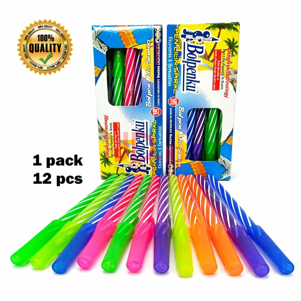 Bolpenku 1 pack 12 pcs | PEN LILIS SPIRAL Ekonomis & Berkualitas