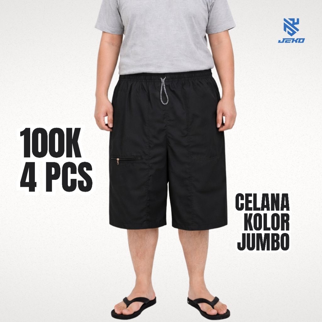 Celana Kolor Pendek Jumbo Pria Cowok Dewasa Harian Bapak Bapak Big Size BB 90kg 80kg Katun Santai Ca