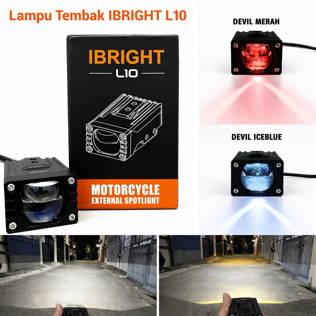 Lampu Tembak Ibright L10 - Lampu Tembak Cahaya Biled Blue lens