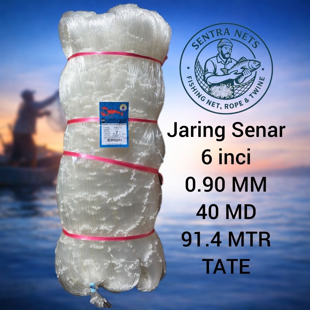 Jaring senar/jaring ikan/jaring kakap 6 inci 0.90mm 40md 100yds(Melintang)