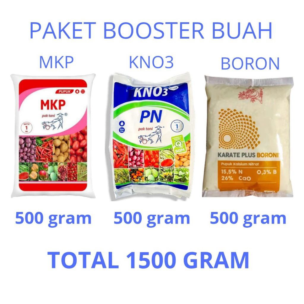 Booster Buah MKP KNO3 PUTIH BORON Kemasan Repacking 1500 Gram
