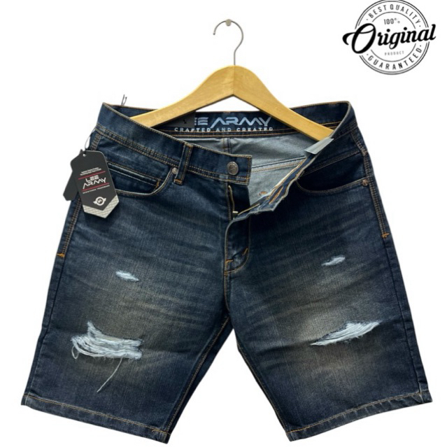 Lee Army // Celana jeans pendek pria Wisker Distro Original model Casual Non street Bahan denim sobe