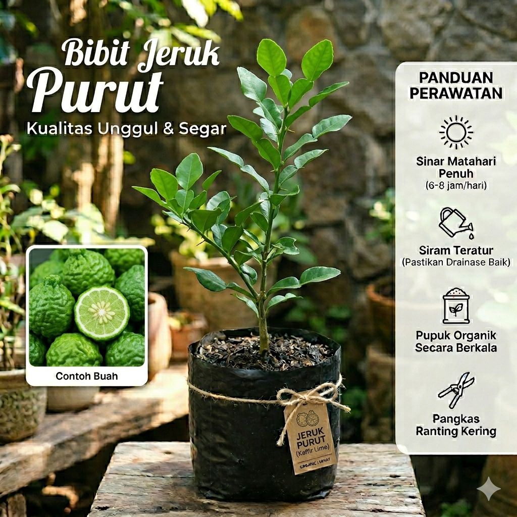 Bibit Pohon Jeruk Purut Tanaman Hidup Cepat Berbuah - Di Polybag Siap Tanam
