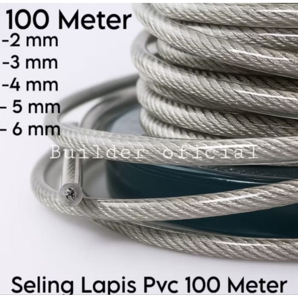 Kawat Seling 100 Meter Seling Lapis Pvc Kawat Sling Baja Lapis Plastik Kawat Seling Lentur