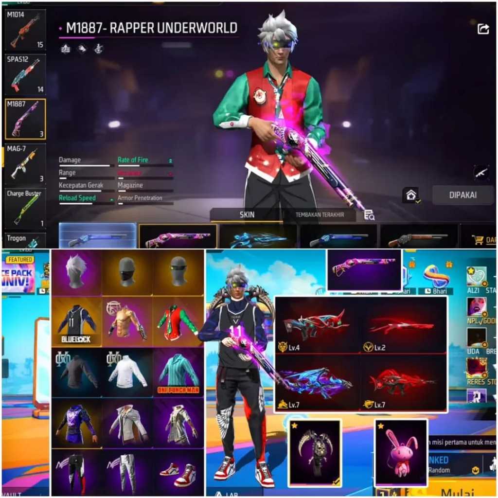 AKUN FF Sultan-Level Tinggi,Skin Langkap,ready akun ff murah-bagus ff full skin