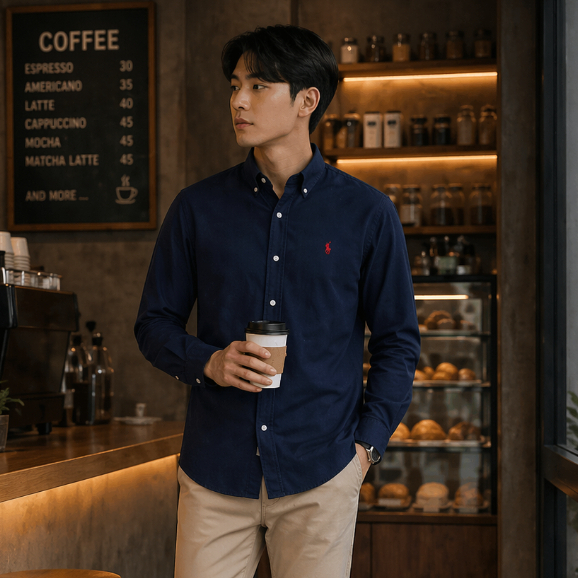 COD Kemeja Pria Polo Ralph Lauren Lengan Panjang Katun Oxford Premium