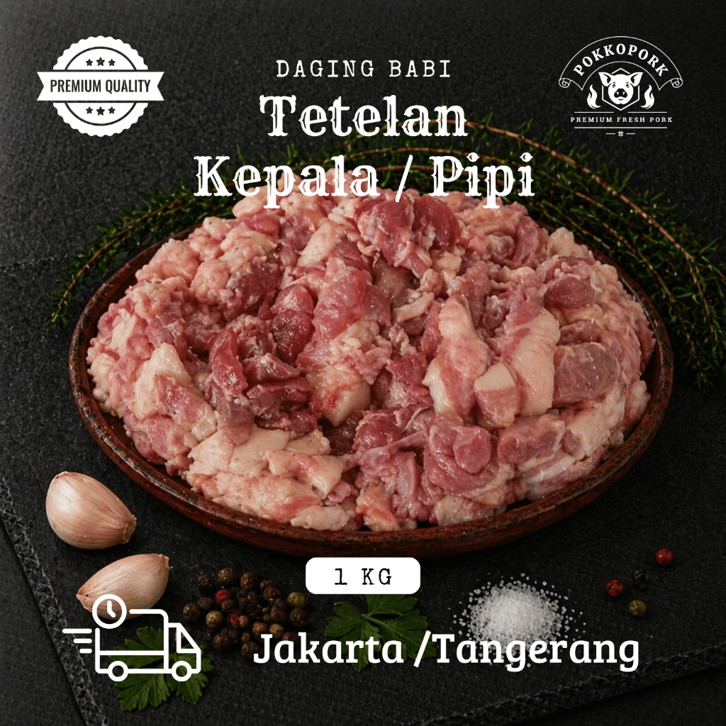 Daging Babi Tetelan Kepala / Pipi 1 kg Frozen Vacuum Fresh Premium | Pokkopork