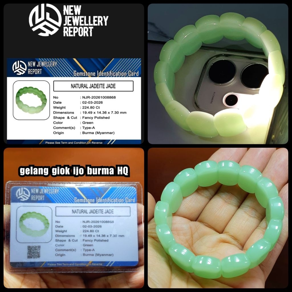 gelang batu giok ijo burma super kuno kristal type - a
