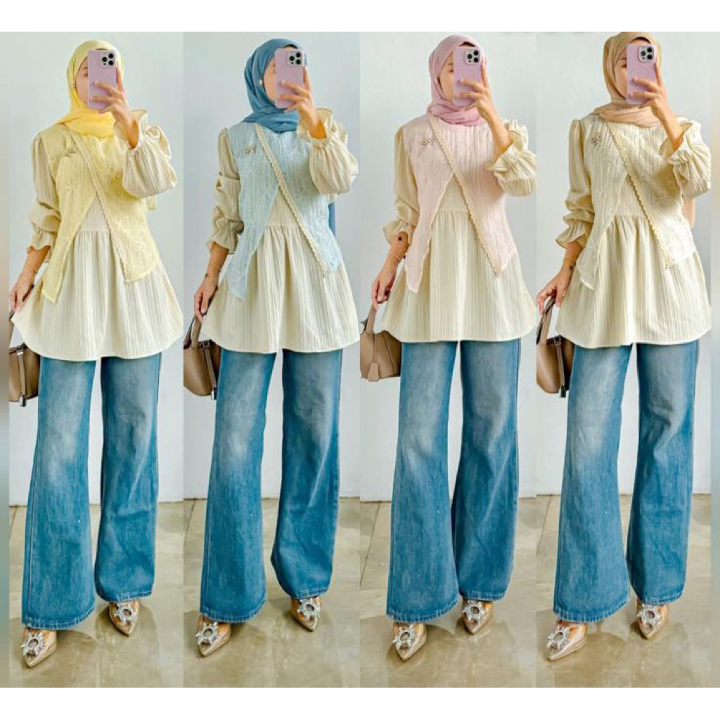 Azkarika | Nayela Blouse | Lingkar dada 110 - Panjang Baju 70cm