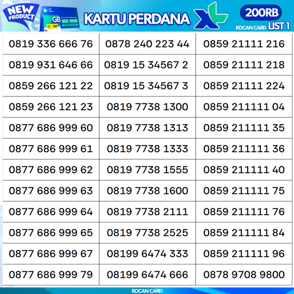 Nomor Cantik XL Perdana 200.000 RB