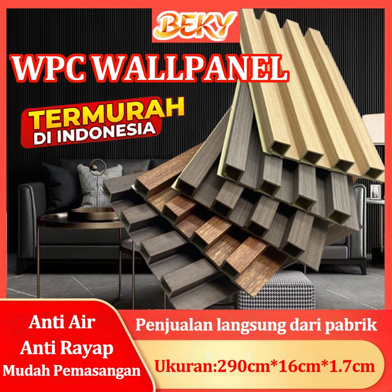 Wall Panel PVC WoodPanel Dinding Motif Kayu 3D Wpc Panel Terlengkap 290CM*16.5CM*1.7CM Golden Palfon