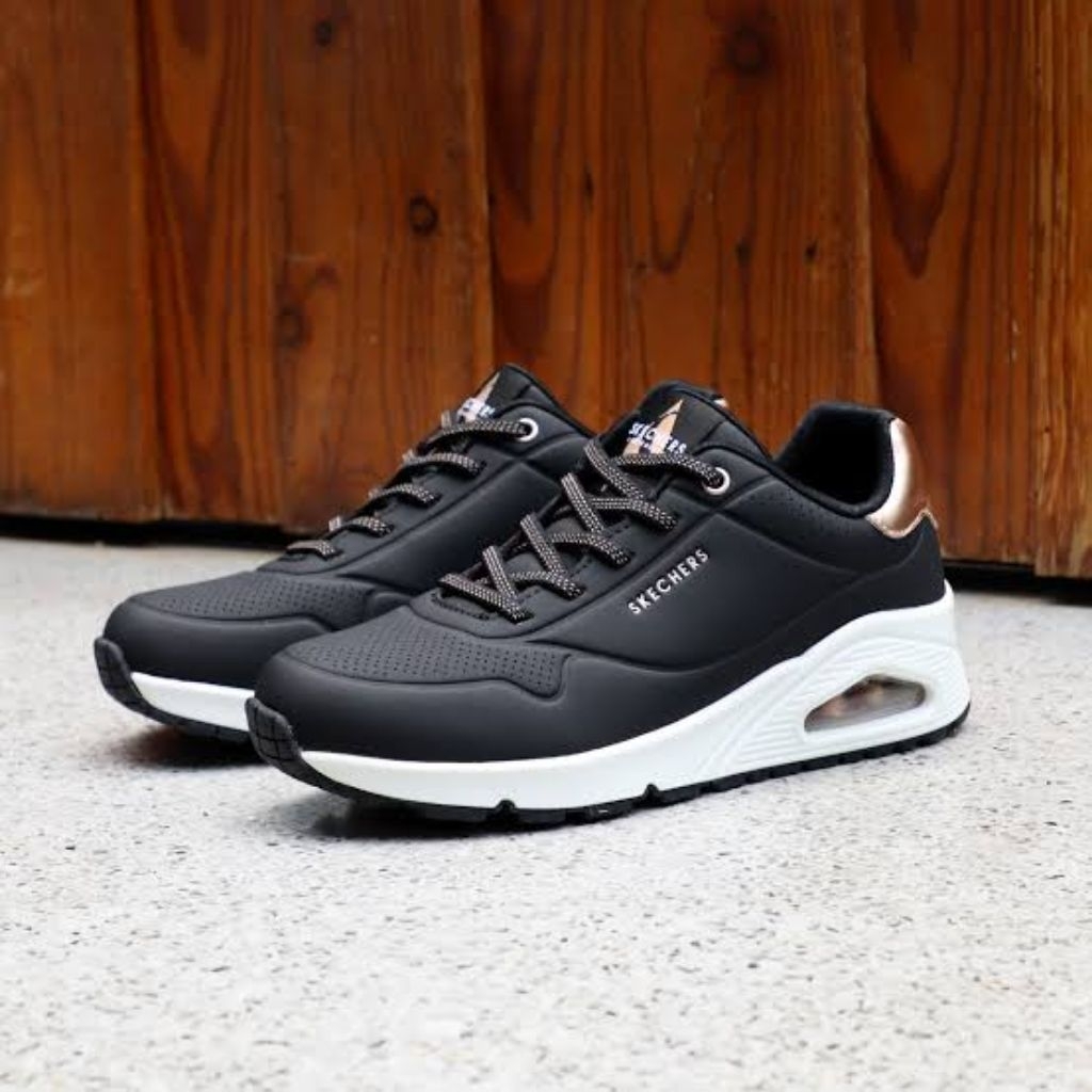 Sepatu Skechers Uno Air  Women Black Gold