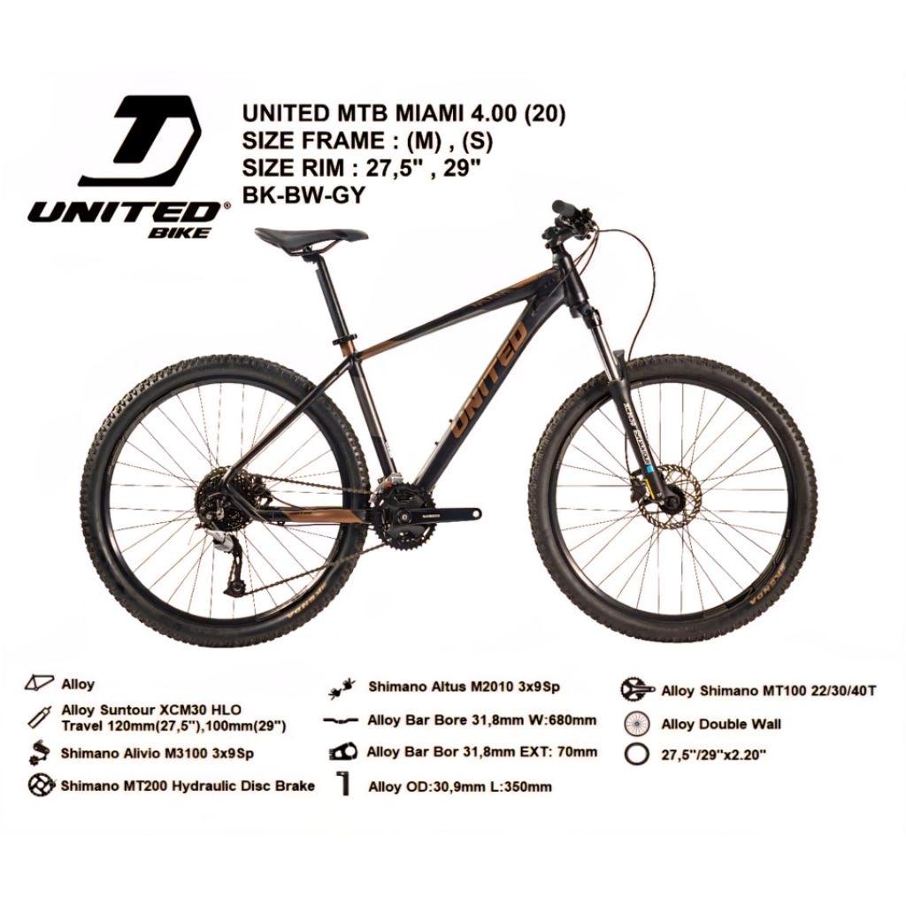 Sepeda gunung MTB united Dallas 2.0 Miami 4.00