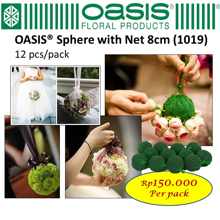 OASIS Sphere With Net 8cm kode 1019 isi 12pcs Foam bunga basah bentuk bulat Oasis Bulat oasis basah 