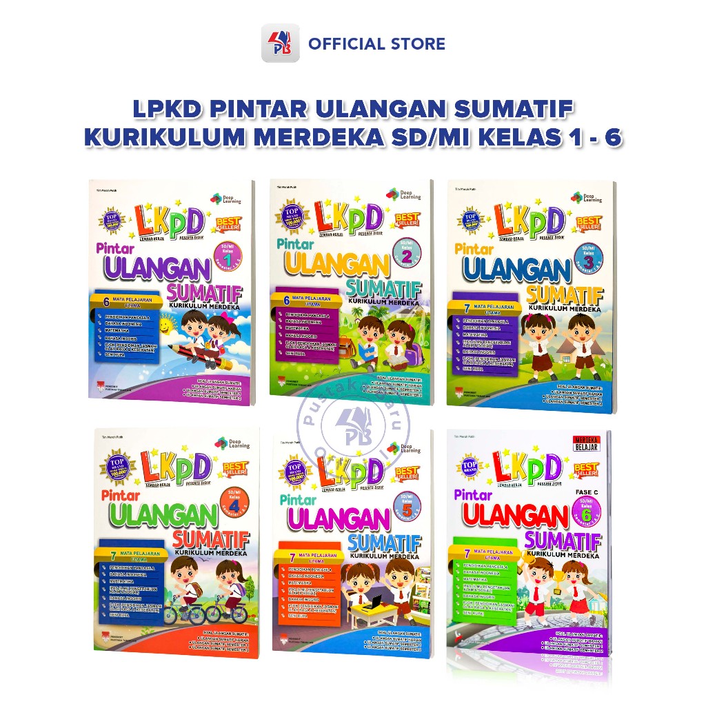Buku Ulangan SD / LKPD Pintar Ulangan Sumatif Kurikulum Merdeka Fase A Kelas 1 2 3 4 5 6 SD/MI Semes