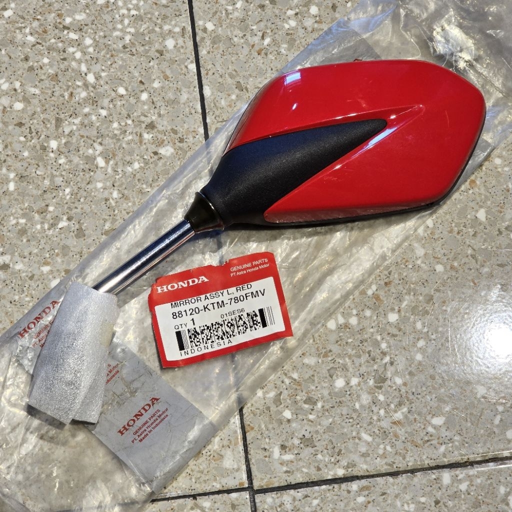 KACA SPION KIRI SUPRA X 125 X125 OLD LAMA BATMAN MERAH TANGKAI KROM ORIGINAL AHM 88120 KTM 780FMV