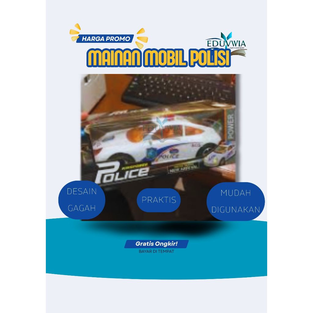 MAINAN MOBIL POLISI KING POWER SIRINE LAMPU BATERAI MOBIL POLISI ANAK