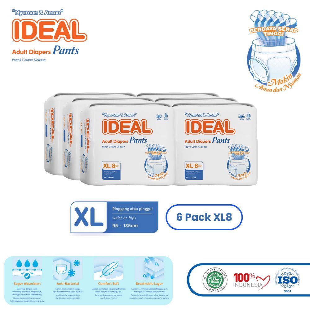 [Karton] Ideal Pants XL8  Popok Dewasa Tipe Celana Anti Bocor Anti Ruam Nyaman di Kulit