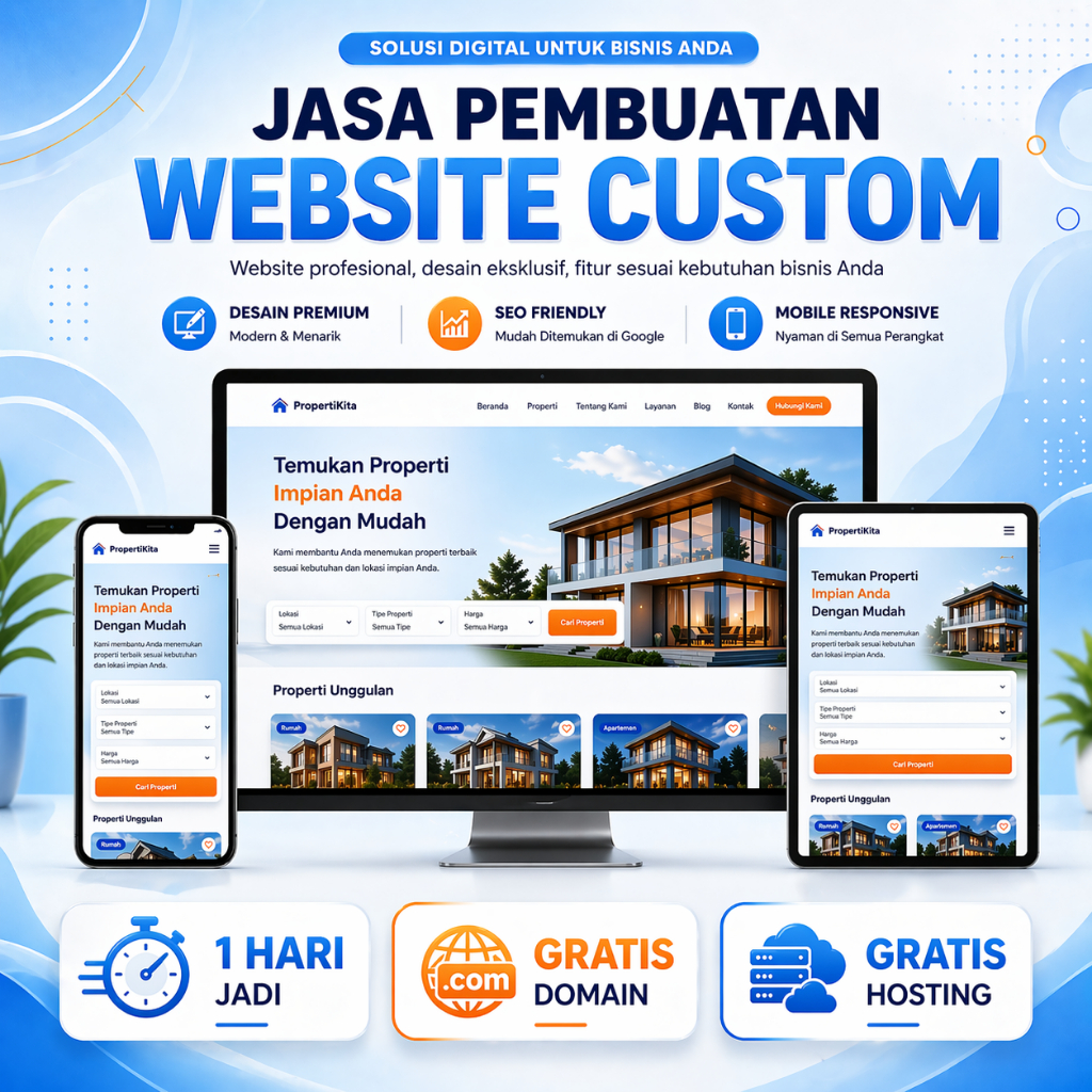 Website Custom - Gratis Domain & Hosting - 1 Hari Jadi - Web Custom - Web Profesional - Jasa Buat We