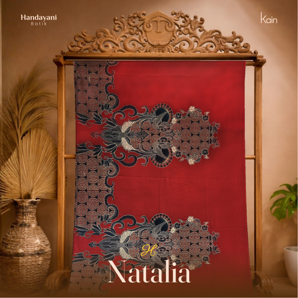Kain Batik Motif Abstrak Warna Merah Maroon Bahan Katun | MOTIF NATALIA | HNDYN BATIK