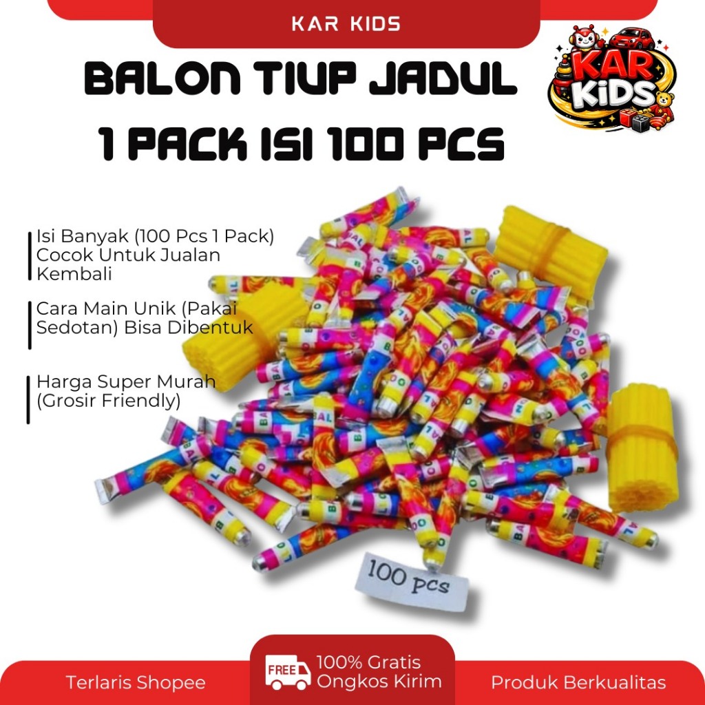 Balon Tiup Jadul Isi 100 Pcs | Mainan Balon Anak | Balon Gelembung Tiup Seru