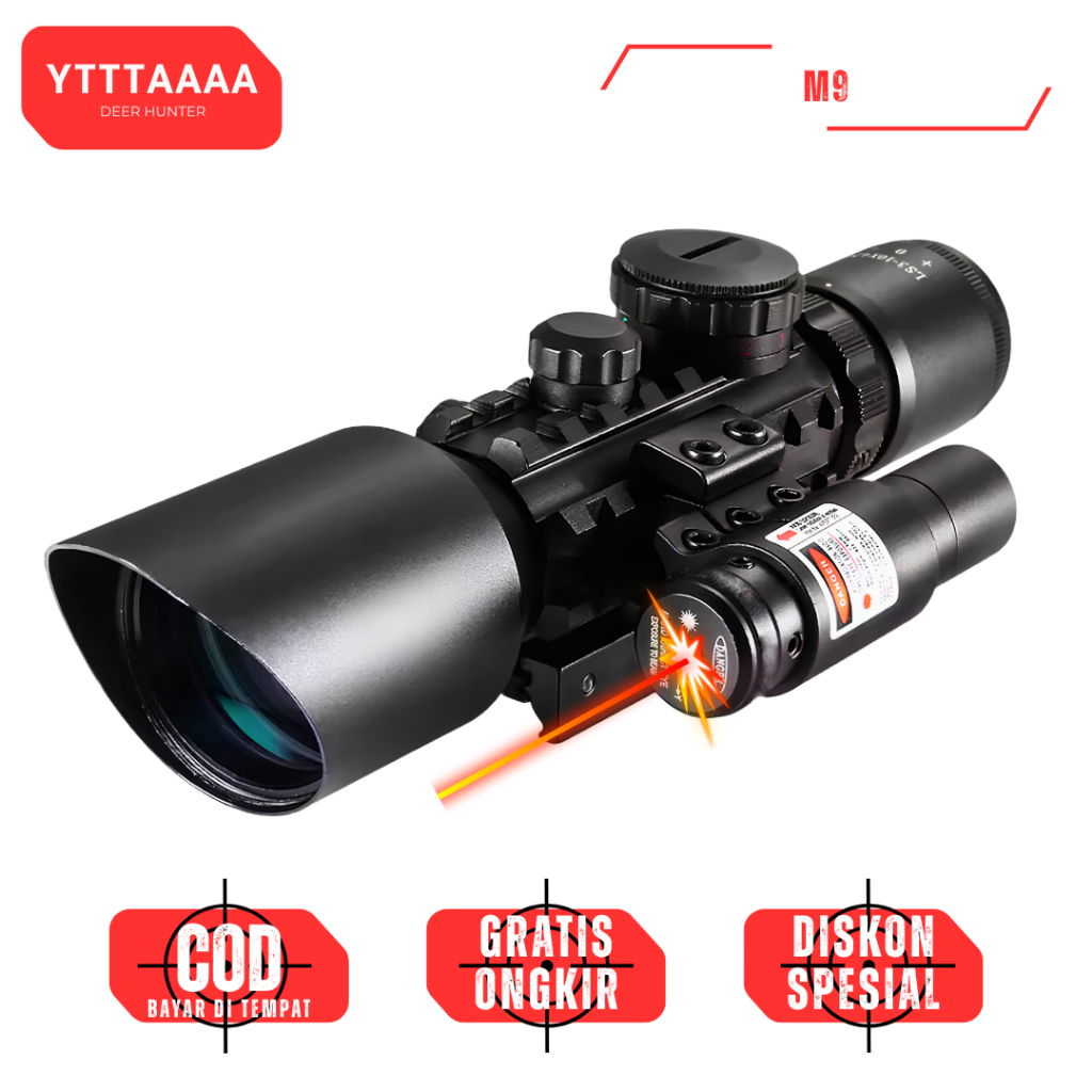 Teleskop Senapan M9 3-10x42 EG – Dual Mount 11mm dan 20mm