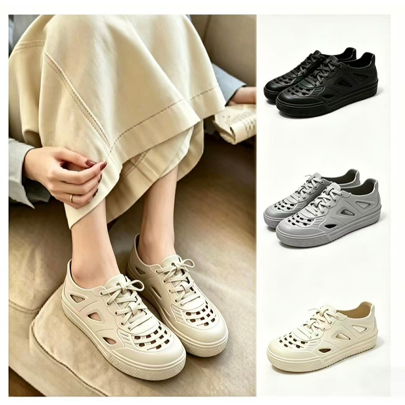 Sepatu Sneakers Karet Anti Slip Unisex Sepatu Ventilasi Lubang untuk Pria Wanita Sepatu Santai Bahan
