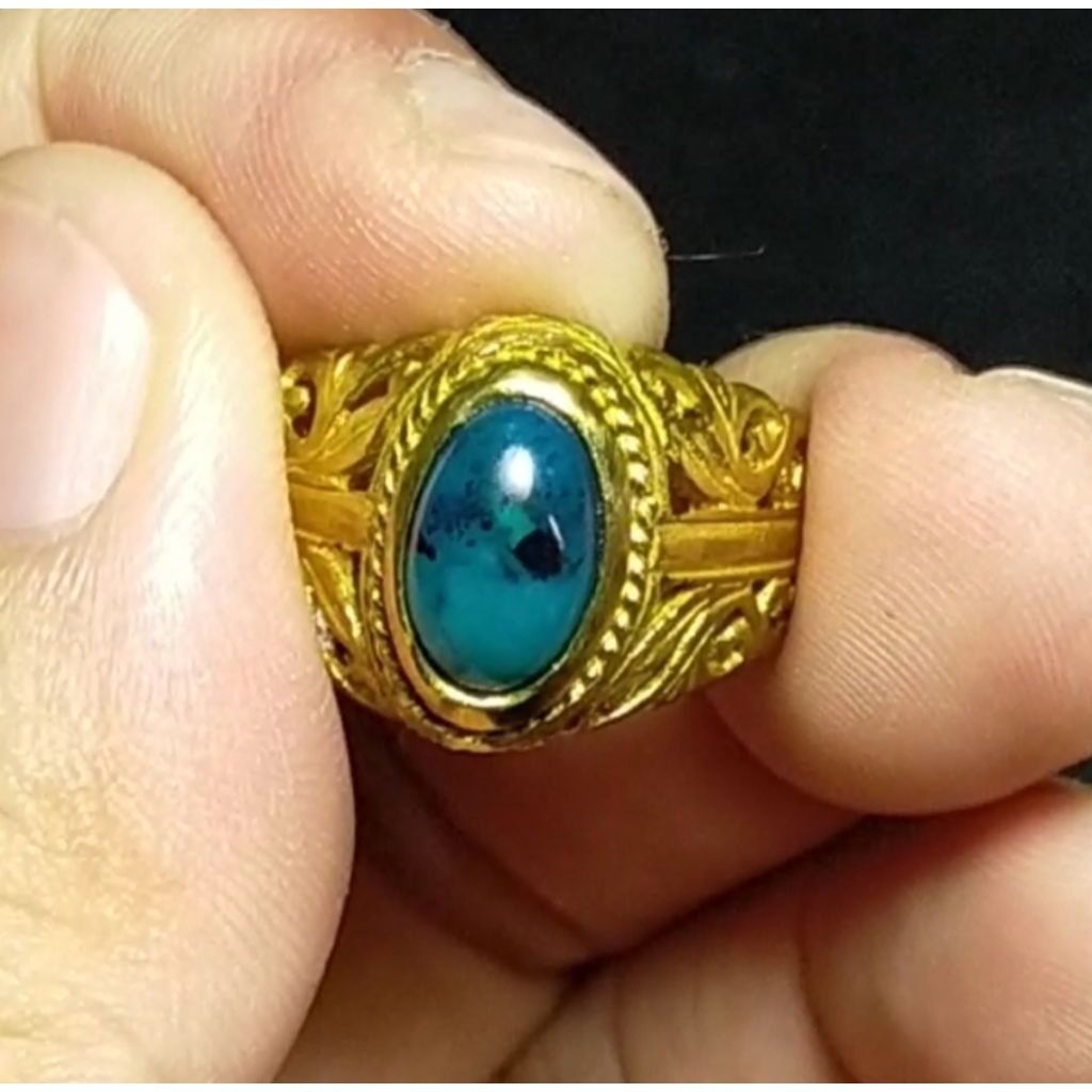 W77 - Cincin Batu BACAN Cowok - Natural Bodyglass Kristal Mini Murah