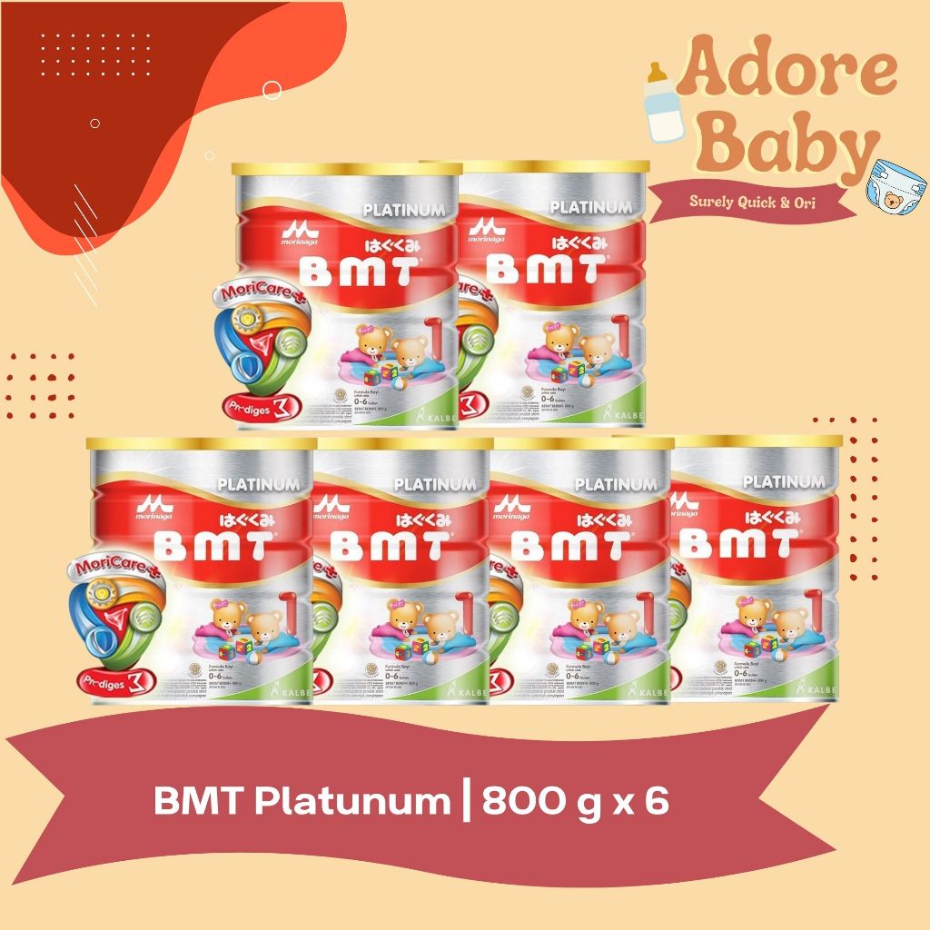(PAKET 6 PCS) MORINAGA BMT PLATINUM FORMULA BAYI USIA 0-6 BULAN 800 GRAM