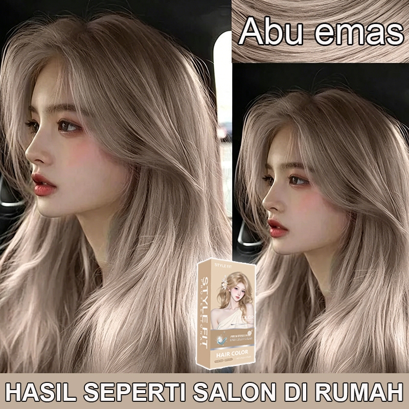 STYLE FIT abu emas hair colour creamKrim pewarna rambut bebas aditif 200ML herbal Warna tertrendi pi