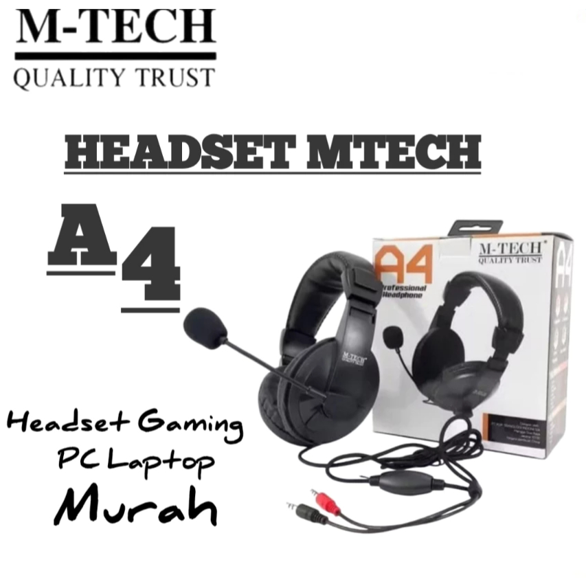 Headset M-TECH Headphone Gaming A4 / headset pc / headset laptop plus microphone