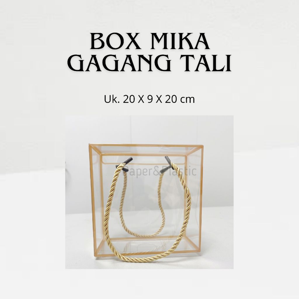 Box Mika 20 X 9 x 20 cm Flower Souvenir Hampers | Kotak Mika Bening Tali Emas