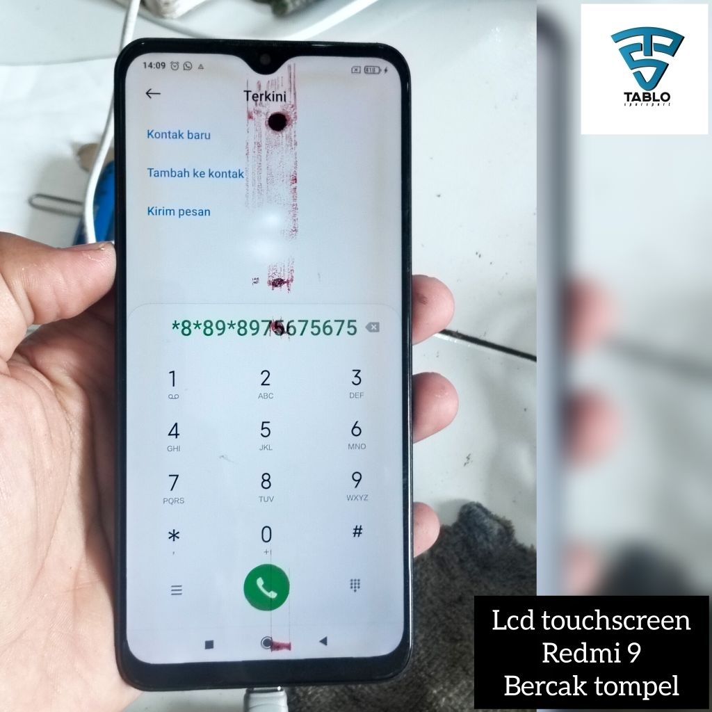 Lcd touchscreen Redmi 9 bercak tompel