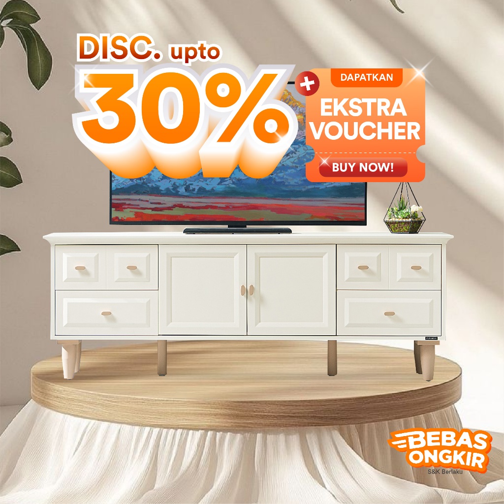 IFURNHOLIC Hannah TV Cabinet 150 | Meja tv Minimalis | Lemari TV Minimalis Modern Terbaru | Buffet T